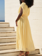 Vestido Fluido Cintura Franzida