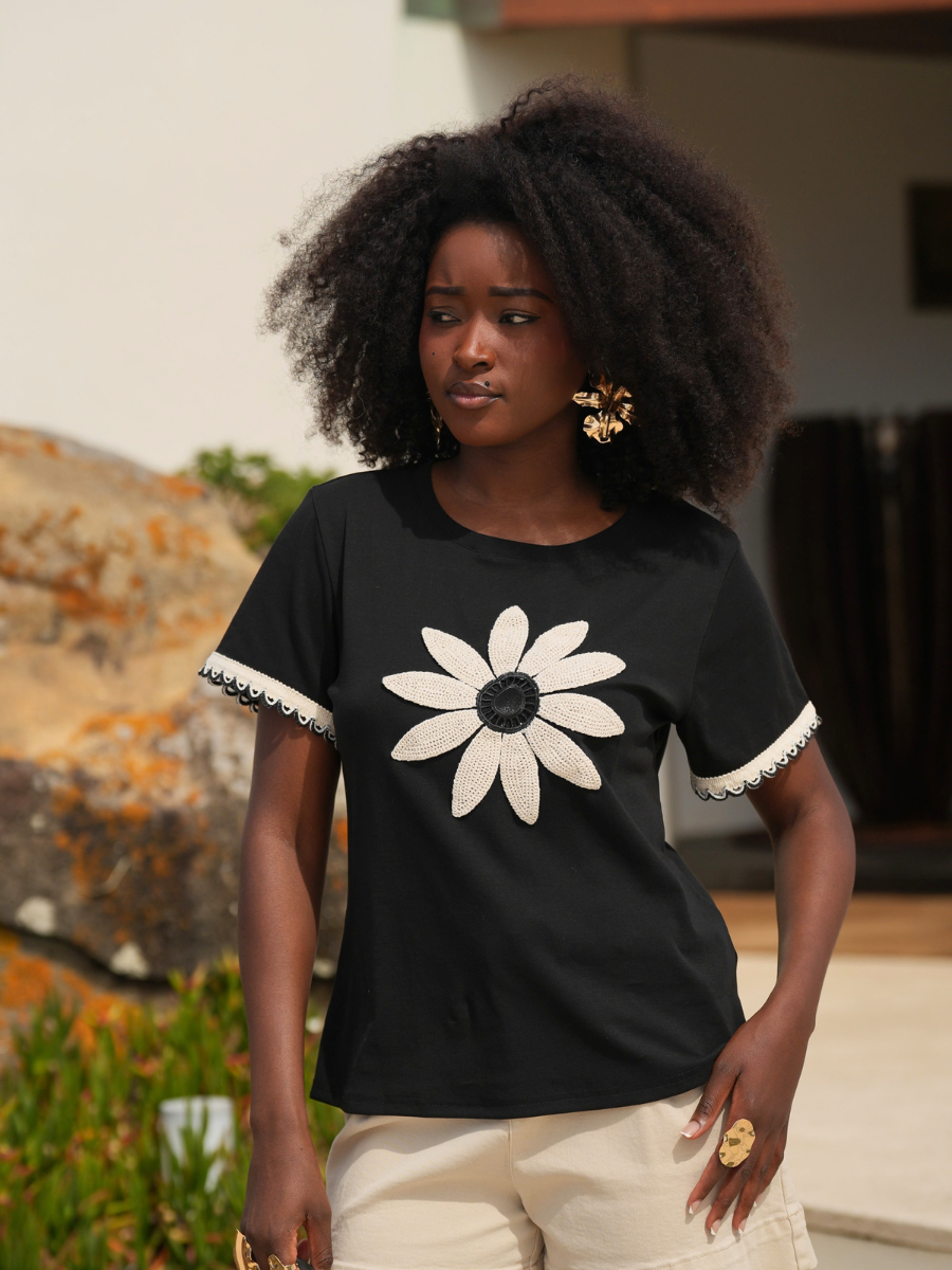 T-shirt Flor Crochet