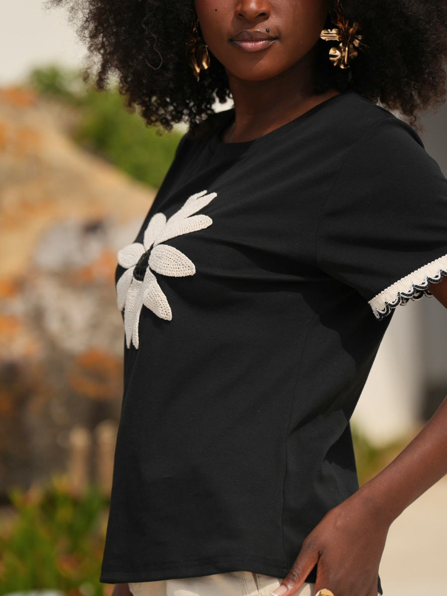 T-shirt Flor Crochet