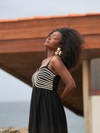 Vestido midi com bordado geométrico