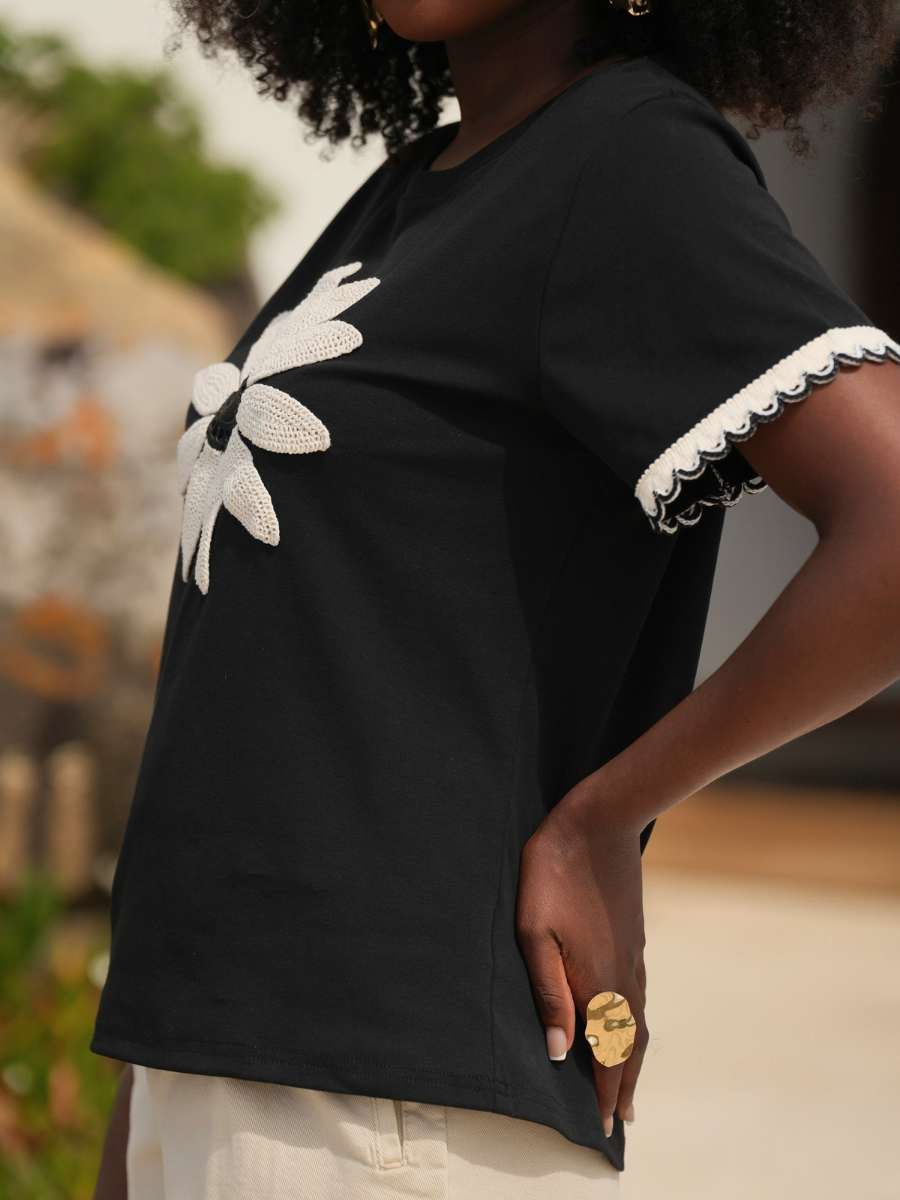 T-shirt Flor Crochet