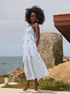 Vestido Midi Fluido com Folhos