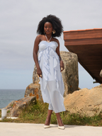 Vestido Midi Fluido com Folhos