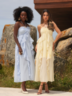 Vestido Midi Fluido com Folhos