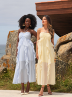 Vestido Midi Fluido com Folhos