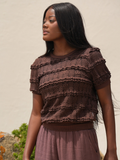 Blusa rendada com folhos