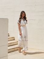 Vestido Midi Branco Bordado Boho Chic