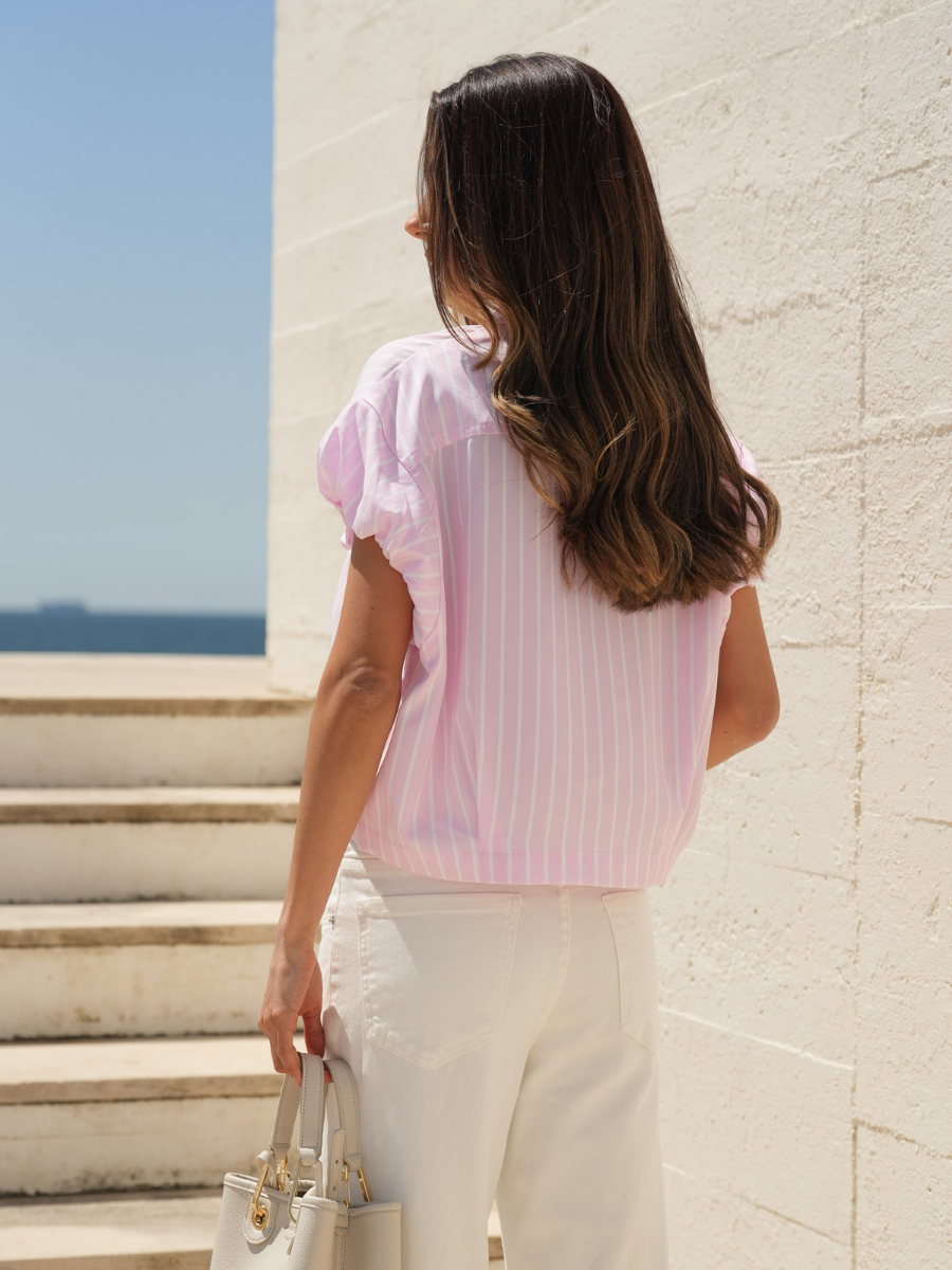 Camisa Cropped às Riscas