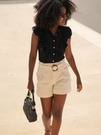 Blusa em Renda Floral com Folhos