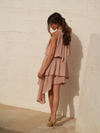 Vestido Halter Fluido com Babados