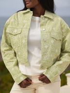 Blusão Cropped com Bordado Floral