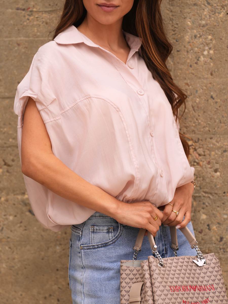Camisa Ampla com Elástico na Cintura