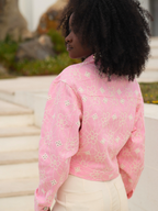 Blusão Cropped com Bordado Floral