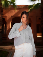 Camisa de riscas pormenor punhos | SPACCIO By Cristina