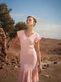 Vestido com Volantes e Saia Plissada